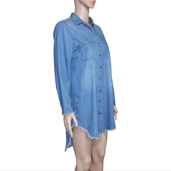 Rebecca Elliot High-Low Chambray Shirt Dress - Picture 2 of 5